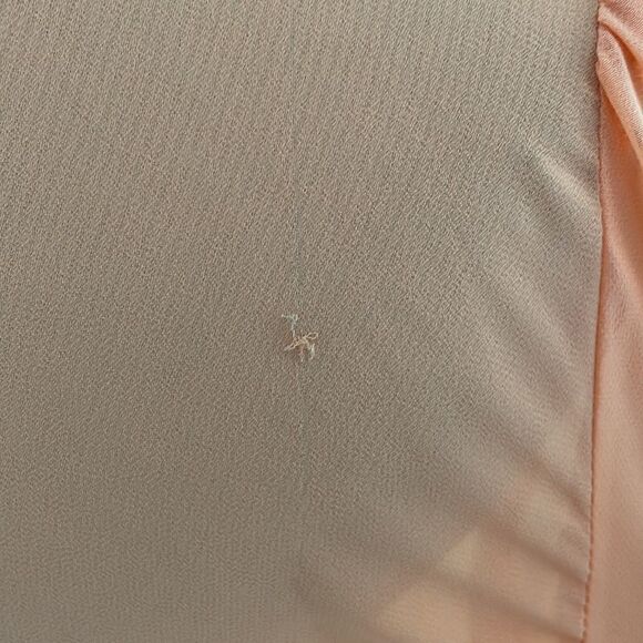 Sherbet orange button down blouse W/ front gather accents elastic sleeves size S - Picture 5 of 7